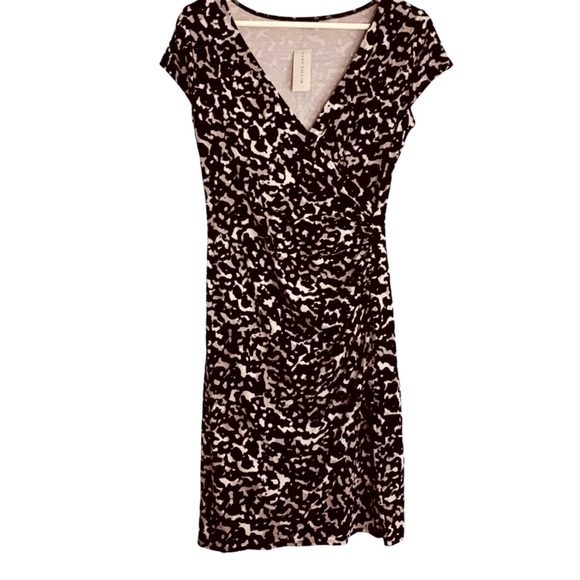 ANN TAYLOR Black Gray Animal Knit Dress Size Small NEW - Picture 1 of 7